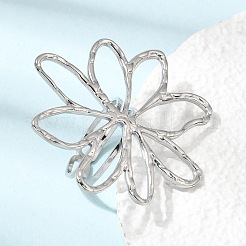 Flower 304 Stainless Steel Finger Rings for Women&nbsp;RJEW-A105-02P