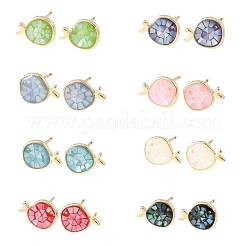 Brass Enamel Fish Stud Earrings&nbsp;EJEW-I322-05G