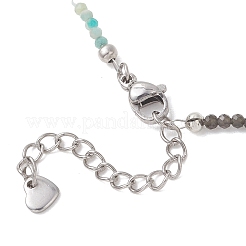 2MM Natural & Synthetic Mixed Gemstone Gradient Color Faceted Round Beaded Necklaces for Women&nbsp;NJEW-JN05865-02
