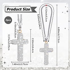 2Pcs Rhinestone Cross Pendant Decoraions&nbsp;HJEW-JOY0001-04