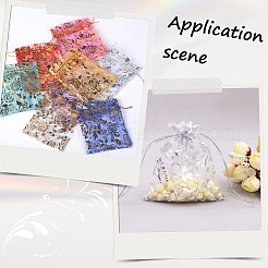 100Pcs Rose Printed Organza Bags&nbsp;OP-SP0001-06C