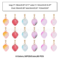 60Pcs 6 Colors Two Tone Transparent Spray Painted Glass Pendants&nbsp;GLAA-PH0001-55