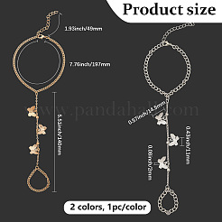 2Pcs 2 Colors Alloy Curb Chains Ring Bracelets&nbsp;BJEW-CY0001-10