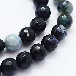 Faceted Natural Agate Beads Strands&nbsp;G-F561-6mm-D10