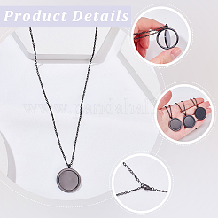 3Pcs Stainless Steel Rotatable Blank Flat Round Pendant Necklaces for Women Men&nbsp;NJEW-SC0001-81