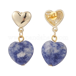 5 Pairs 5 Style Natural & Synthetic Mixed Gemstone Heart Dangle Stud Earrings&nbsp;EJEW-JE05084