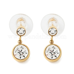 304 Stainless Steel Rhinestone Dangle Stud Earrings&nbsp;EJEW-G423-17G-01