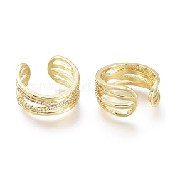 Brass Micro Pave Clear Cubic Zirconia Cuff Rings&nbsp;RJEW-I073-17G