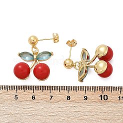 Cherry Brass Cubic Zirconia Dangle Stud Earrings&nbsp;EJEW-Q036-04G