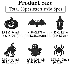 30Pcs 6 Styles Wool Felt Pumpkin Jack-O'-Lantern Party Decorations&nbsp;AJEW-YW0001-24