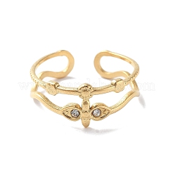 304 Stainless Steel Open Cuff Rings for Women&nbsp;RJEW-M020-09G