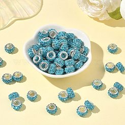 Polymer Clay Rhinestone European Large Hole Beads with Silver Color Plated Brass Cores&nbsp;FPDL-R002-12
