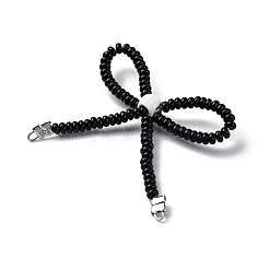 Alloy & Glass Seed Beads Bowknot Chandelier Component Links&nbsp;PALLOY-D359-03D