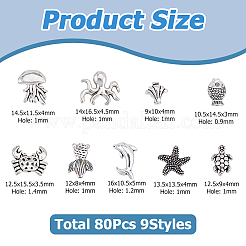 80Pcs Tibetan Style Alloy Beads&nbsp;FIND-HS0001-74