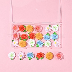 24Pcs 6 Styles Opaque Resin Flowers Cabochons&nbsp;RESI-FS0002-16