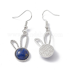 Natural Dyed Lapis Lazuli Rabbit Dangle Earrings&nbsp;EJEW-A092-05P-21