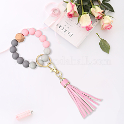 1Pcs Silicone Round Beaded Keychain Wristlet&nbsp;AJEW-CL0001-11C