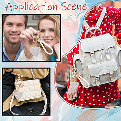 2Pcs 2 Styles PU Leather and Alloy Rhinestone Braided Keychain & Pendant Decorations&nbsp;KEYC-CN0001-11D