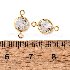 Brass Pave Clear Cubic Zirconia Connector Charms&nbsp;KK-Z121-06G-05