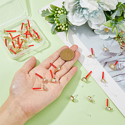 32Pcs 4 Style Alloy Flat Round Stud Earring Findings&nbsp;FIND-DC0003-70