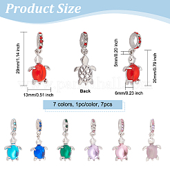 7Pcs 7 Colors Glass European Dangle Charms&nbsp;RB-OC0001-06
