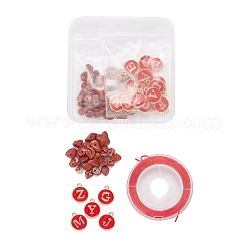 26Pcs Flat Round Initial Letter A~Z Alphabet Enamel Charms&nbsp;DIY-FS0001-64