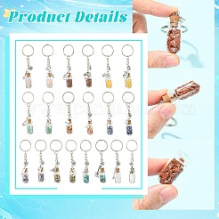 20Pcs Glass Bottle with Natural & Synthetic Gemstone Chip Keychains&nbsp;KEYC-CJ00014