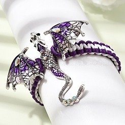 Pterosaur Alloy Enamel & Rhinestones Link Bracelets&nbsp;BJEW-A165-01A