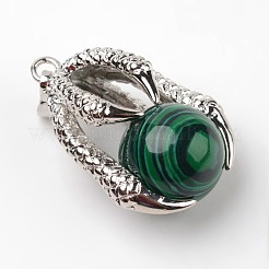 Eagle Claw Alloy Malachite Pendants&nbsp;X-G-L455-A21
