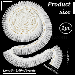 4 Yards Polyester Pleated Lace Trim&nbsp;OCOR-WH0085-42A