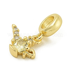 Rack Plating Brass Pave Clear & Light Yellow Cubic Zirconia Kettle European Dangle Charms&nbsp;KK-Z067-59G