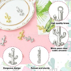 8Pcs 2 Colors Brass Micro Pave Cubic Zirconia Pendants&nbsp;KK-CJ0003-13