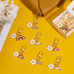 8Pcs 4 Styles Flower & Rainbow Alloy Enamel Pendant Decoration&nbsp;HJEW-GO00112