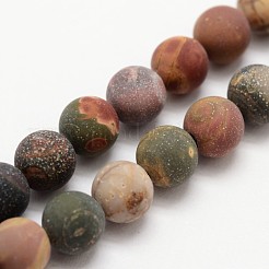Matte Natural Polychrome Jasper/Picasso Stone/Picasso Jasper Beads Strands&nbsp;X-G-K113-03-4mm