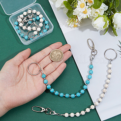 4Pcs 2 Style Synthetic Turquoise & Magnesite Keychain&nbsp;KEYC-NB00022