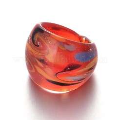 Mixed Handmade Lampwork Wide Band Rings&nbsp;RJEW-X0005-B