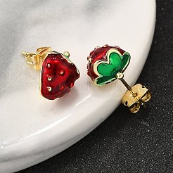 Brass Enamel Stud Earrings&nbsp;X-EJEW-G430-06B-G