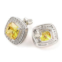 Cubic Zirconia Rhombus Stud Earrings&nbsp;EJEW-I304-15P-03