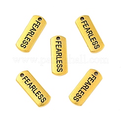 Tibetan Style Alloy Rectangle with Word Fearless Pendants&nbsp;TIBEP-Q043-064AG-RS