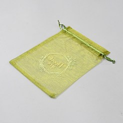Thank You Flower Printed Organza Drawstring Bags&nbsp;OP-WH0018-01B-02
