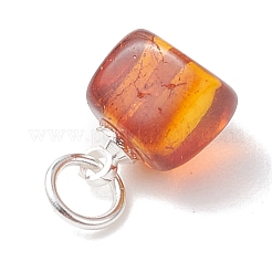 Natural Amber Cube Charms&nbsp;PALLOY-JF04971-02