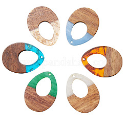 Transparent and Opaque Resin & Walnut Wood Pendants&nbsp;RESI-SZ0001-05