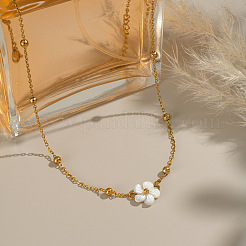Minimalist Natural White Shell Flower Pendant 304 Stainless Steel Chain Necklaces for Women&nbsp;LS-CE9566