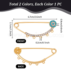 2Pcs 2 Colors Brass Brooch Findings&nbsp;KK-PH0013-71