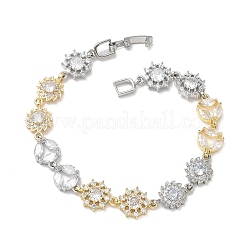 Brass Micro Pave Clear Cubic Zirconia Link Chain Bracelets for Women&nbsp;BJEW-C156-06A-GP