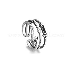 Rectangle 925 Sterling Silver Enamel Adjustable Cuff Rings for Women&nbsp;FS-WGEEF9E-01