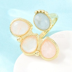 Natural Rose Quartz & Natural Aquamarine Cuff Rings&nbsp;GG-G001-03G-02