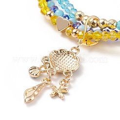 Round Glass Evil Eye Triple Layer Multi-strand Bracelet&nbsp;BJEW-JB08229-04