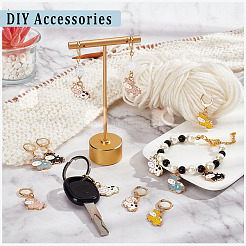 12Pcs 6 Colors Alloy Enamel Cow Charm Locking Stitch Markers&nbsp;HJEW-PH01533