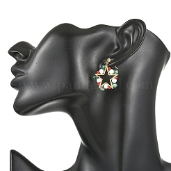 Christmas Brass Glass Stud Dangle Earrings&nbsp;EJEW-TA00824